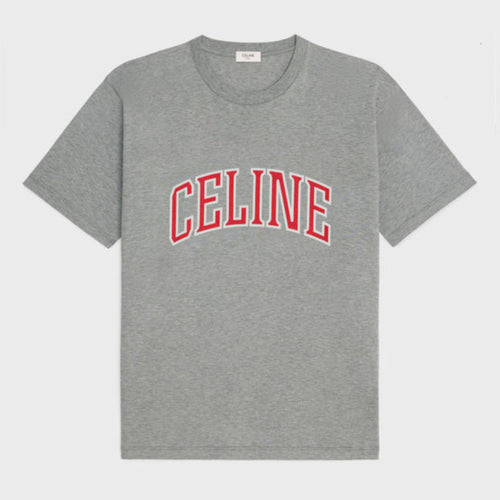 College Print Grey Cotton Jersey T-shirt