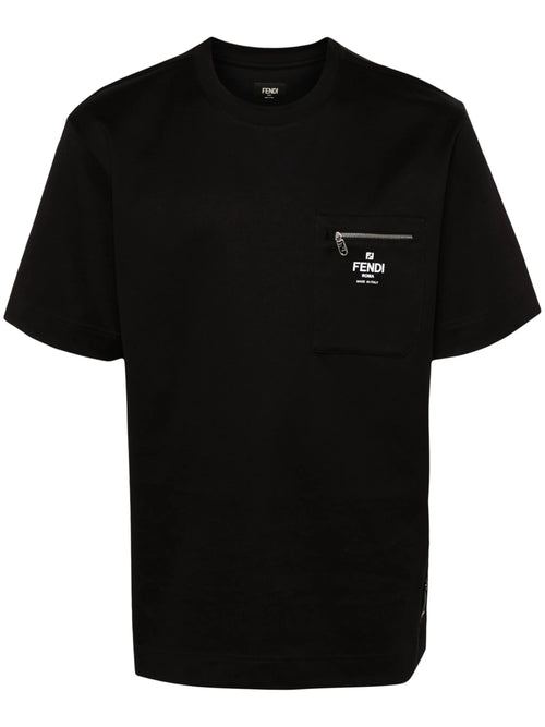 Black Cotton T-shirt with Pocket
