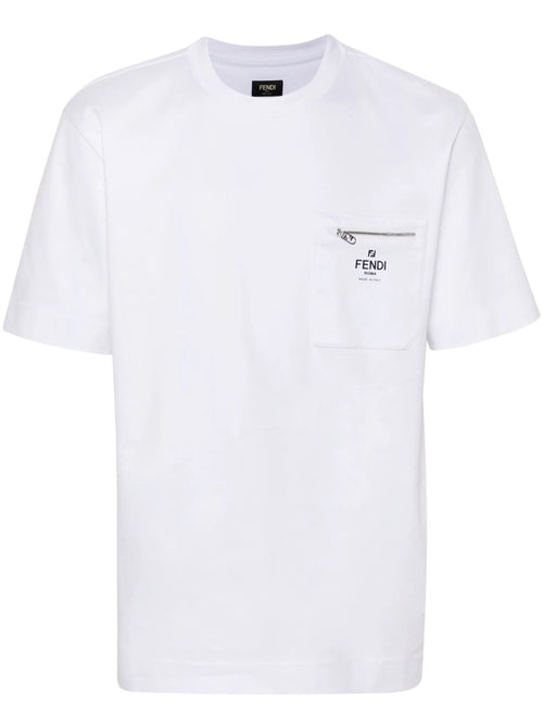 White Cotton T-shirt with Pocket