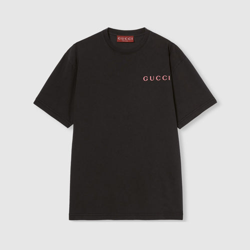 Printed Cotton Jersey Black T-shirt