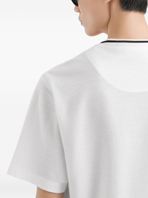 Logo-embroidered White Cotton T-shirt with Pocket