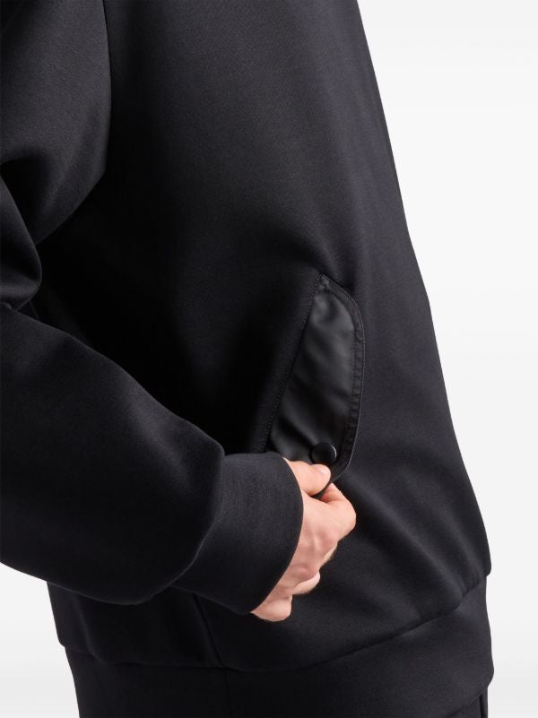 Black Cotton Hoodie with Pockets