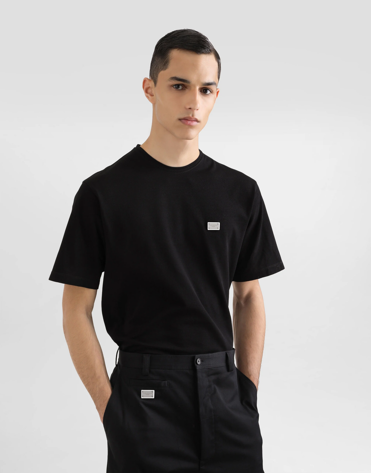 Black Cotton T-shirt with Tag