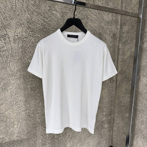 LV Blason White Embroidered Short-Sleeved T-shirt