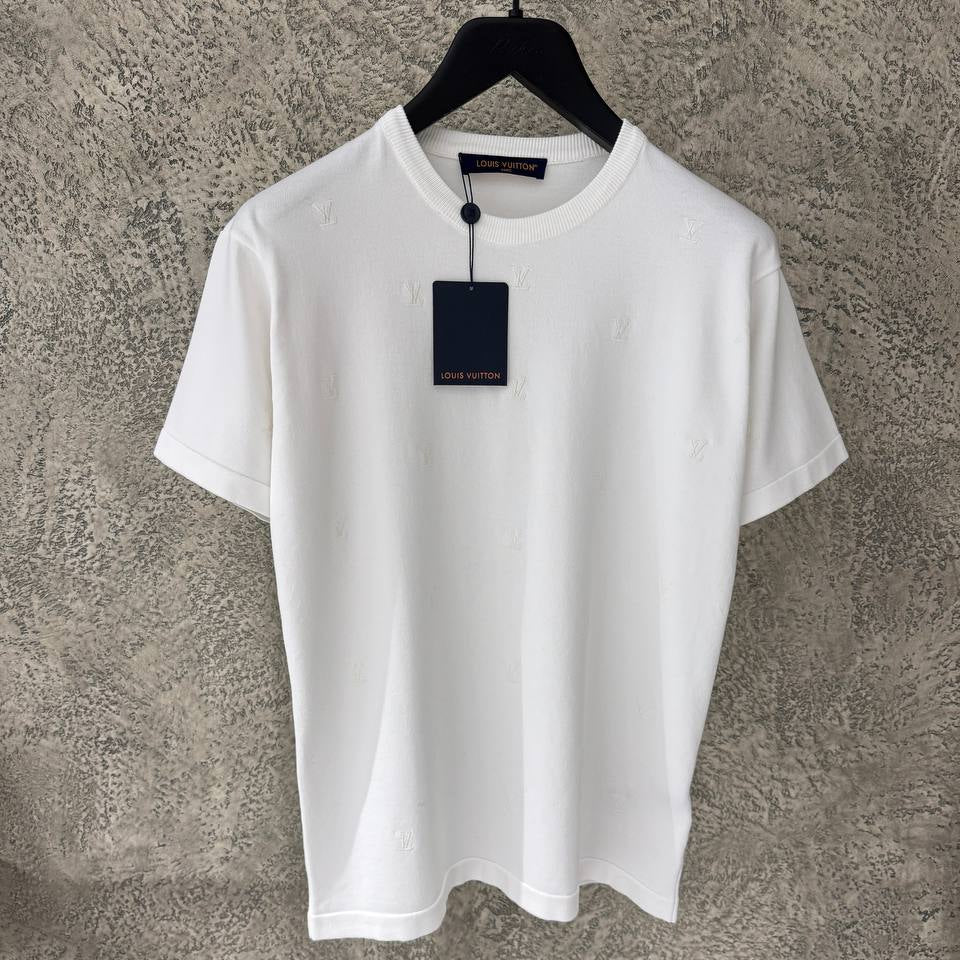 LV Blason White Embroidered Short-Sleeved T-shirt