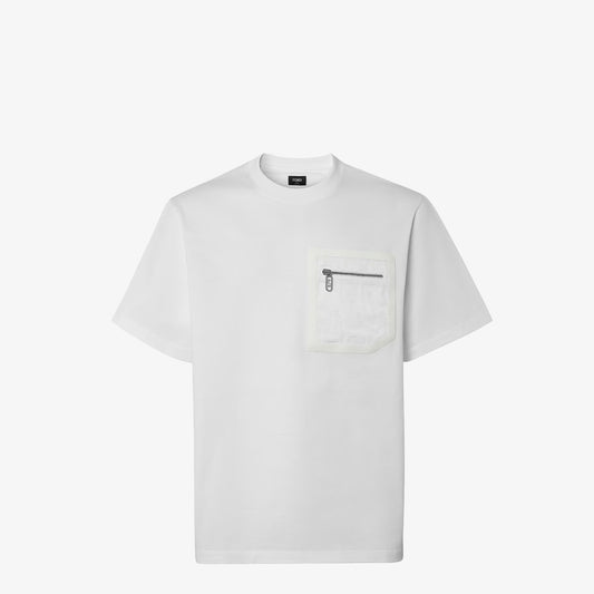 White Jersey Zip-Pocket T-shirt