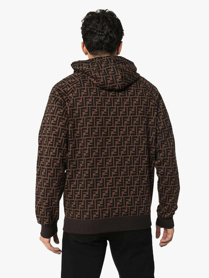 FND FF logo print Brown hoodie - Styledistrict