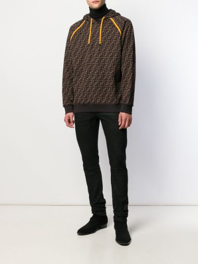 FND FF logo print Brown hoodie - Styledistrict