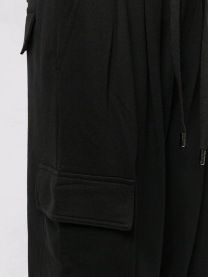 DG Black Drawstring Cotton Track Pants - Exclusive Wear