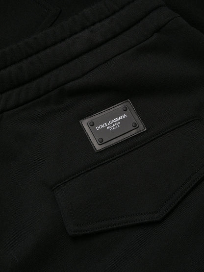 DG Black Drawstring Cotton Track Pants - Exclusive Wear