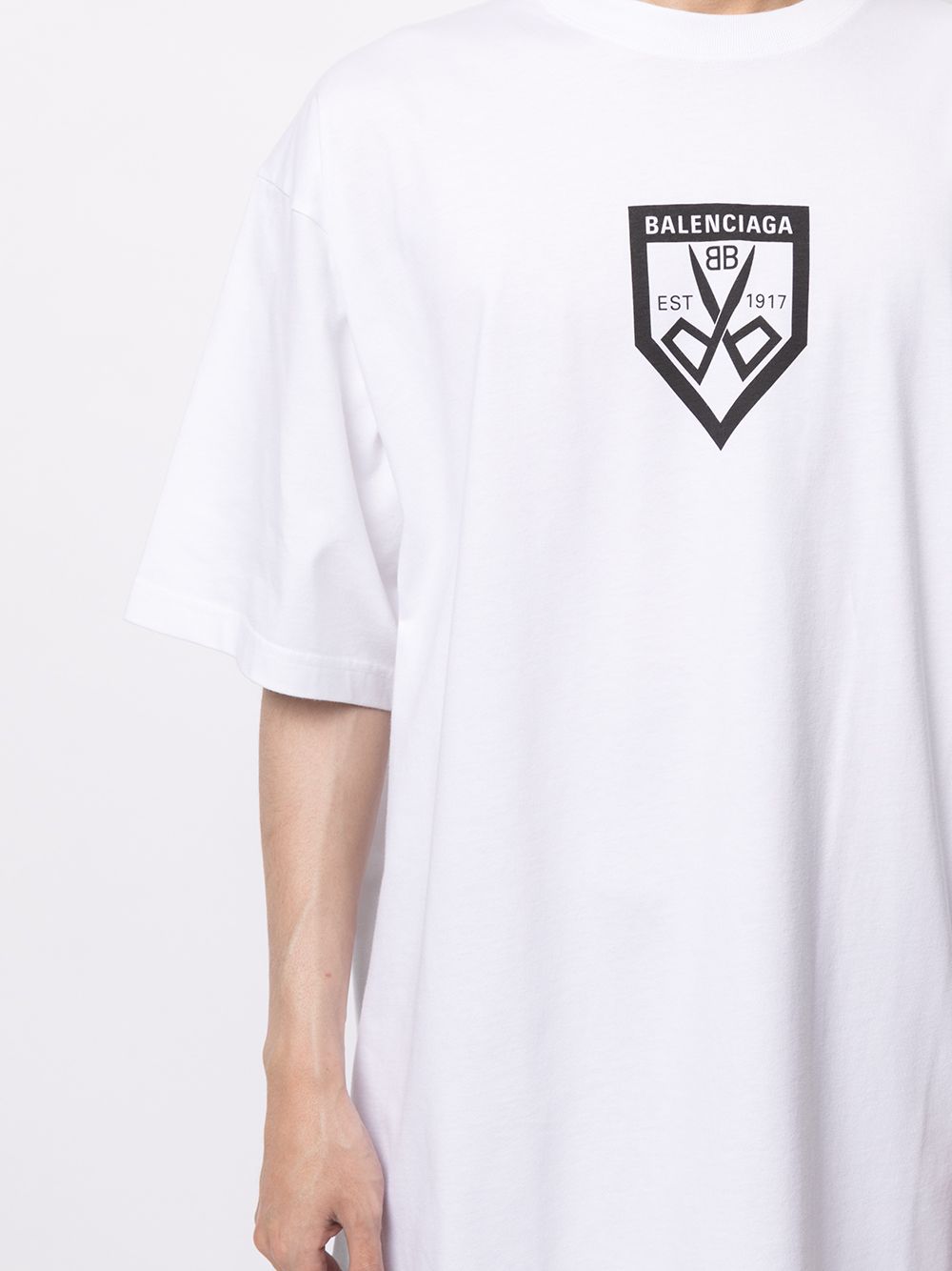 Scissors Logo Print White Oversized T-shirt