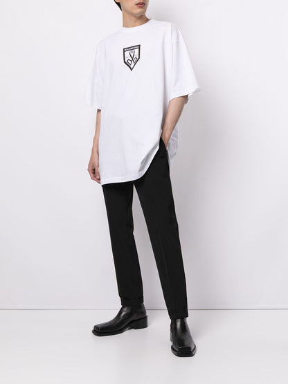 Scissors Logo Print White Oversized T-shirt