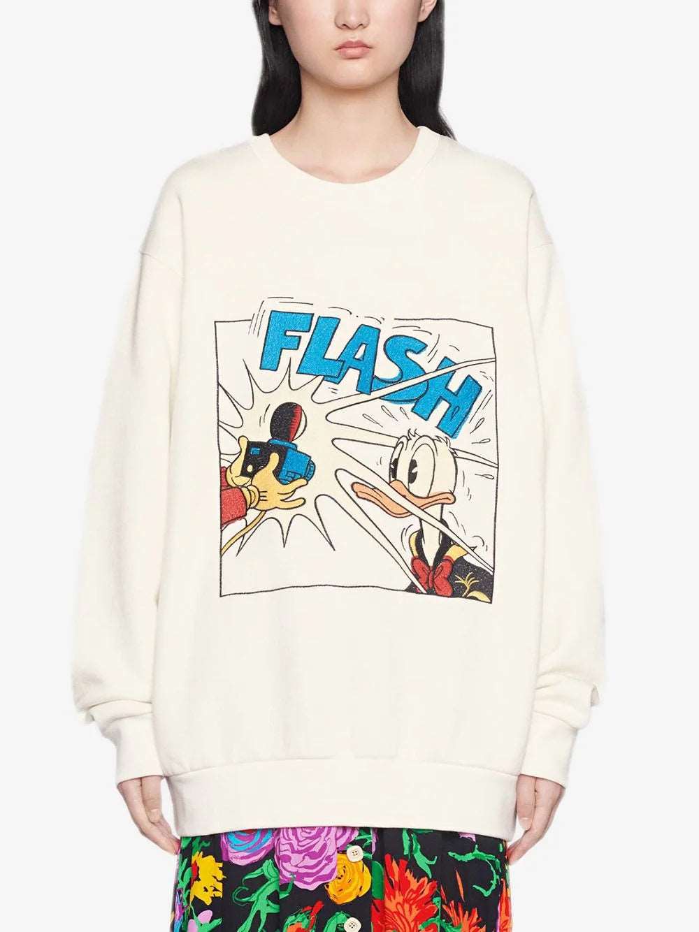 GUC x Disney Donald Duck White Sweatshirt - Styledistrict