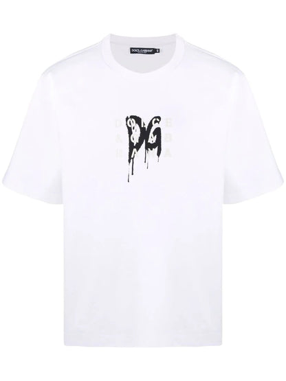 DG logo-print short-sleeve White T-shirt - Styledistrict