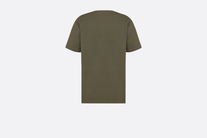 RELAXED FIT KHAKI T-SHIRT WITH EMBROIDERY