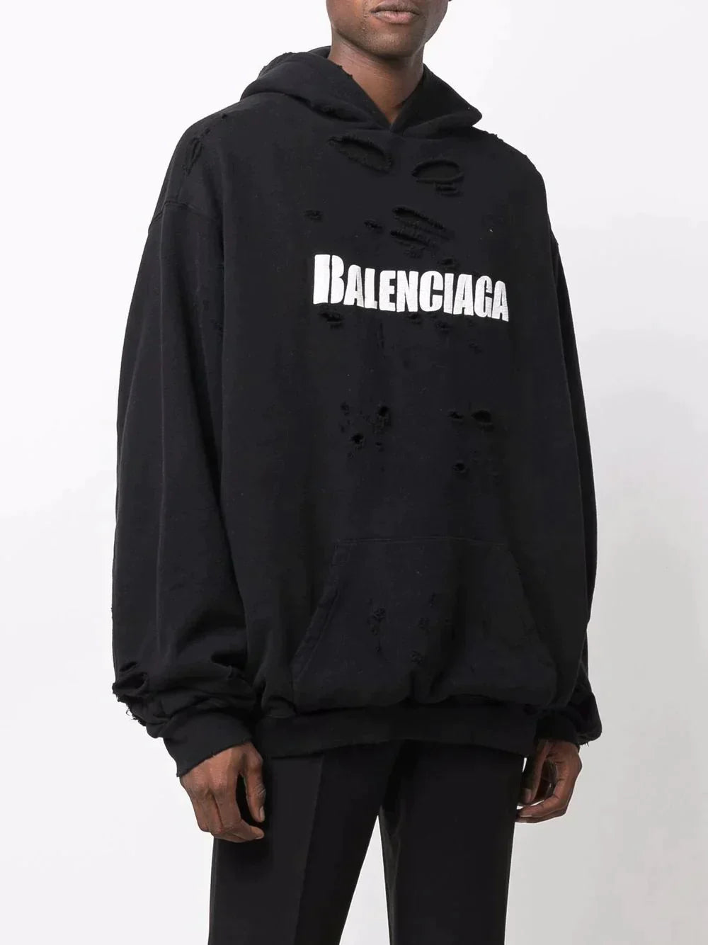 BLCG Destroyed logo Black Hoodie - Styledistrict