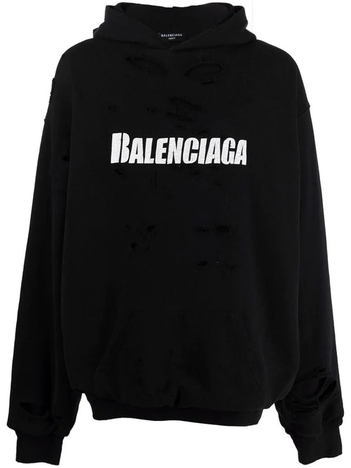 BLCG Destroyed logo Black Hoodie - Styledistrict