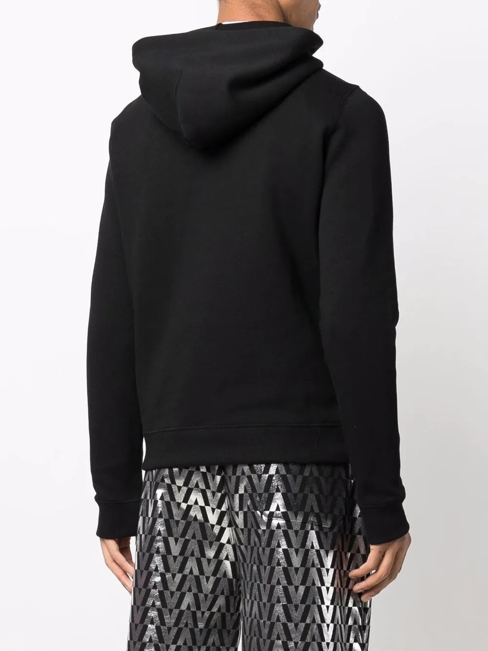 VLTN Embossed Logo Drawstring Black Hoodie - Styledistrict