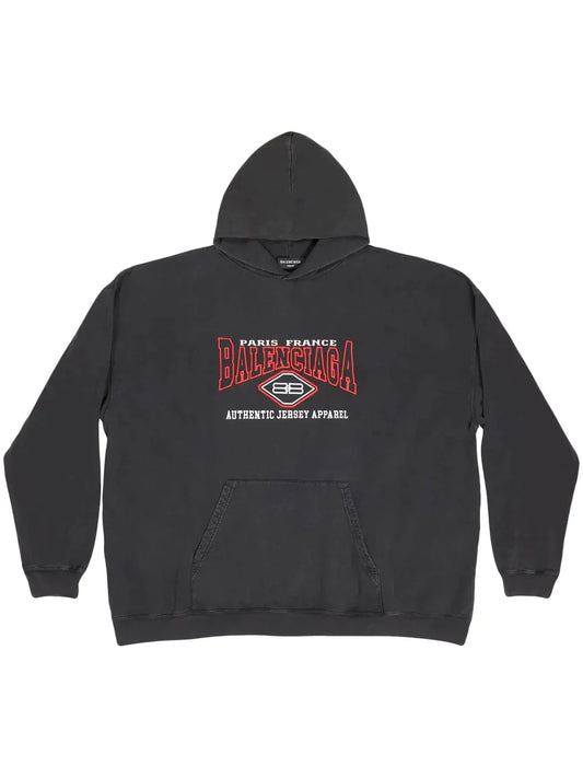 BLCG Logo-Embroidered Oversized Black Hoodie - Styledistrict