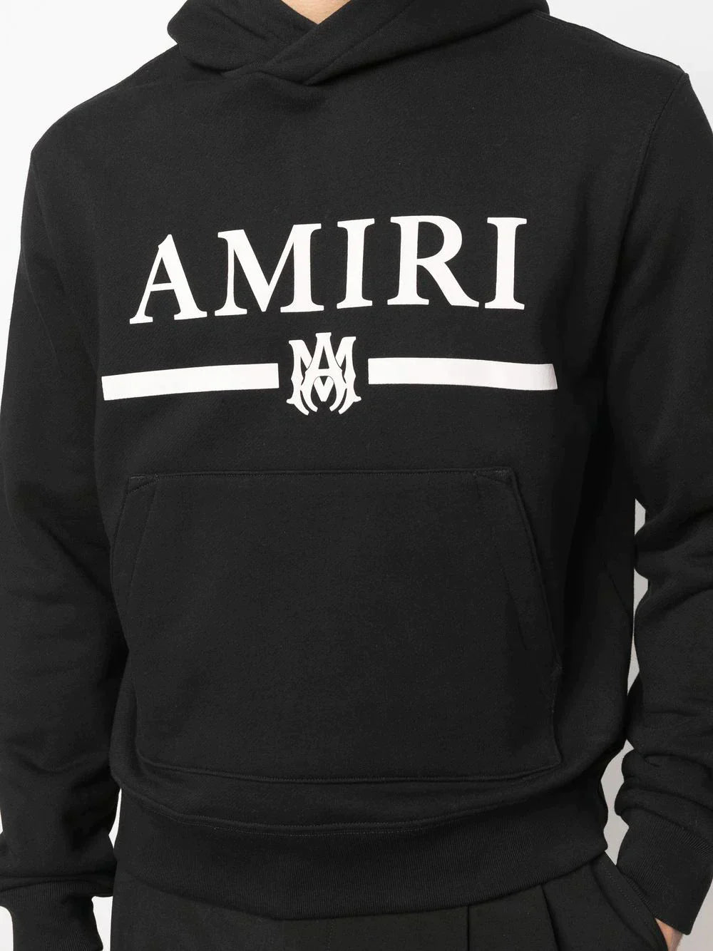 AMR MA Bar Black Cotton Hoodie - Styledistrict