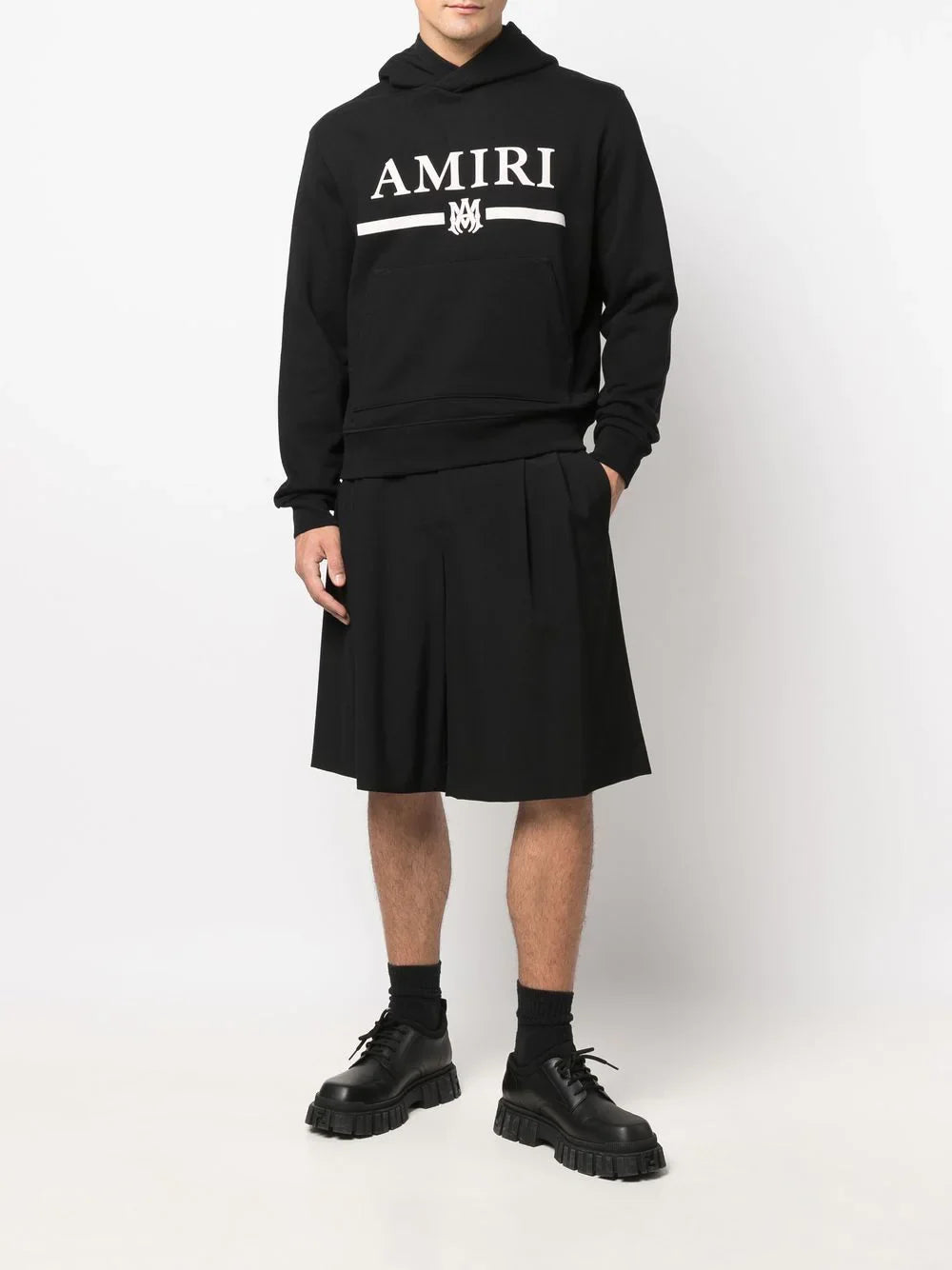 AMR MA Bar Black Cotton Hoodie - Styledistrict