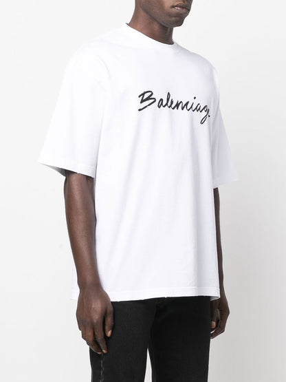 Brush Logo White Oversize T-shirt