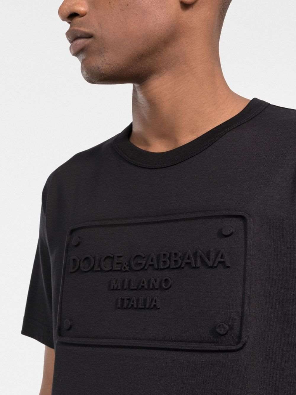 DG raised logo round-neck Black T-shirt - Styledistrict