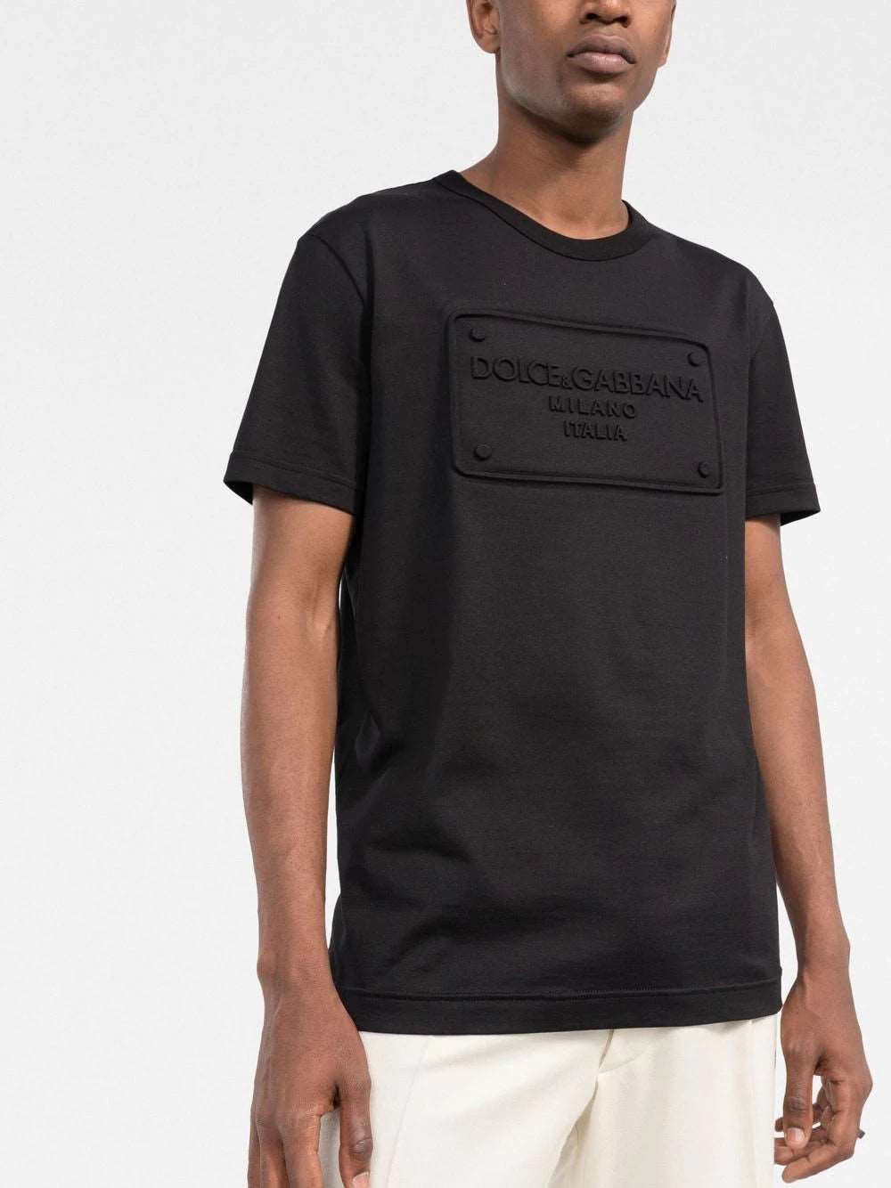 DG raised logo round-neck Black T-shirt - Styledistrict