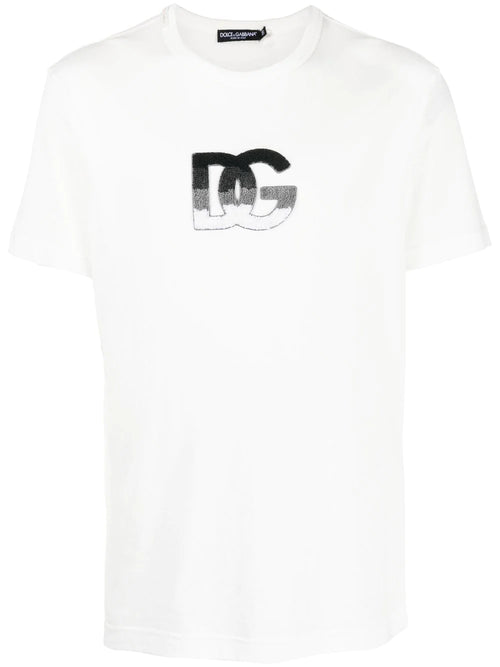 DG Logo Patch White Cotton T-shirt - Exclusive Wear