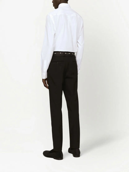 Logo-Plaque White Cotton-Poplin Shirt