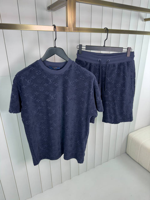 Monogram French Terry Navy Blue Set