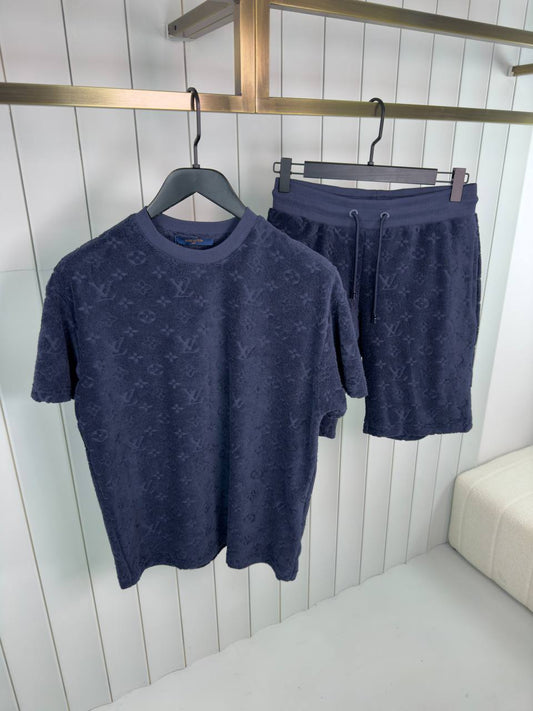 Monogram French Terry Navy Blue Set