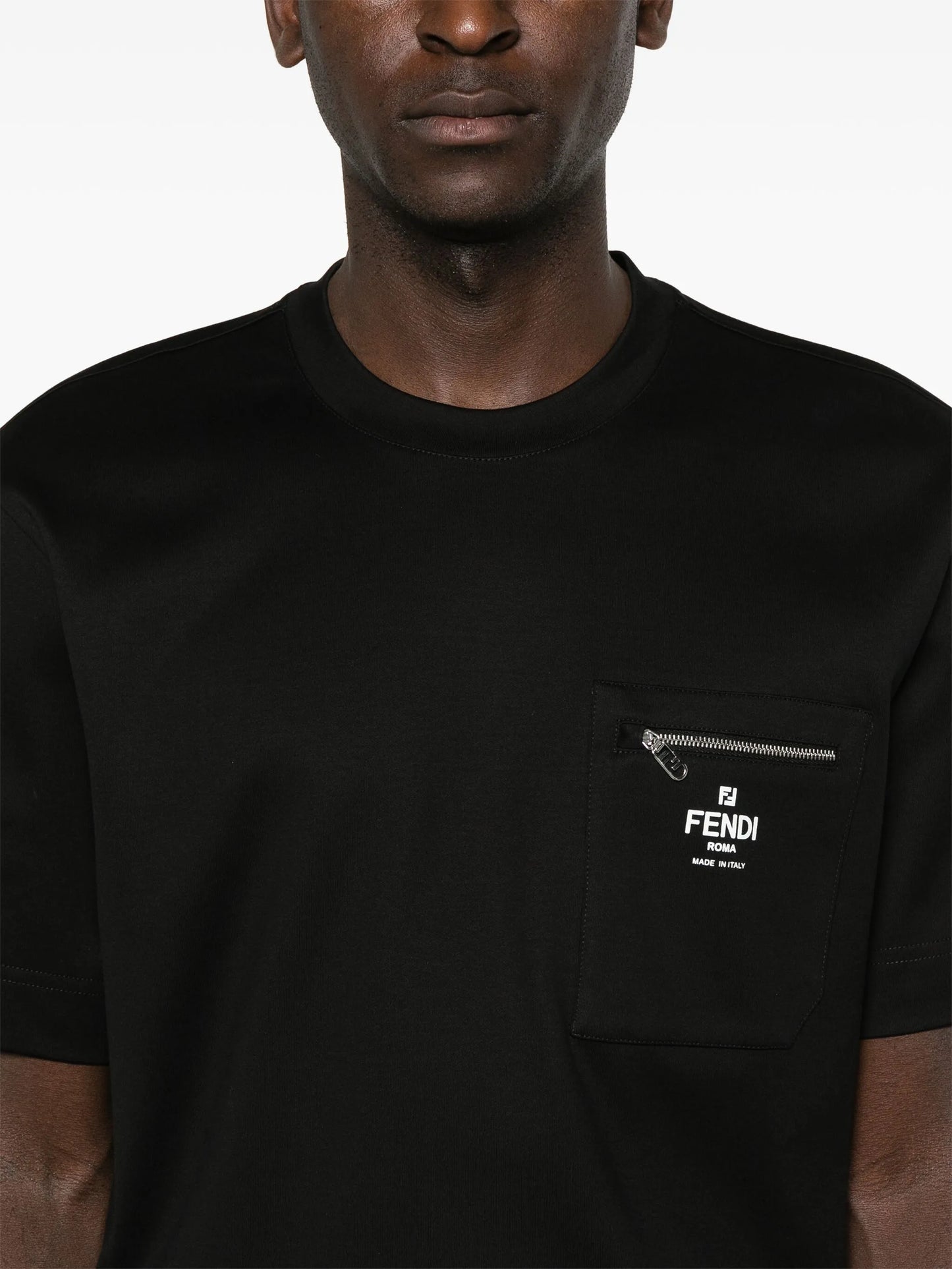 Black Cotton T-shirt with Pocket