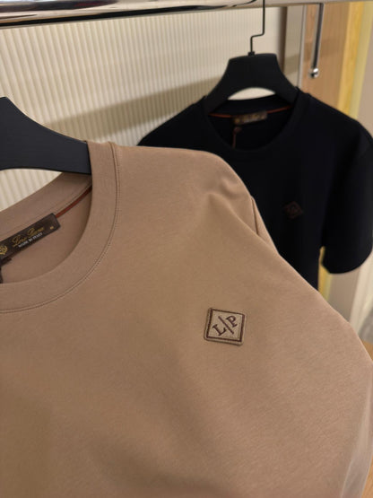 Black Cotton T-shirt with Logo Patch