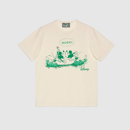 GUC x Disney White Green Print T-shirt - Styledistrict