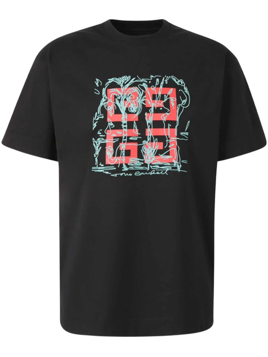 4G logo-embroidery Black T-shirt