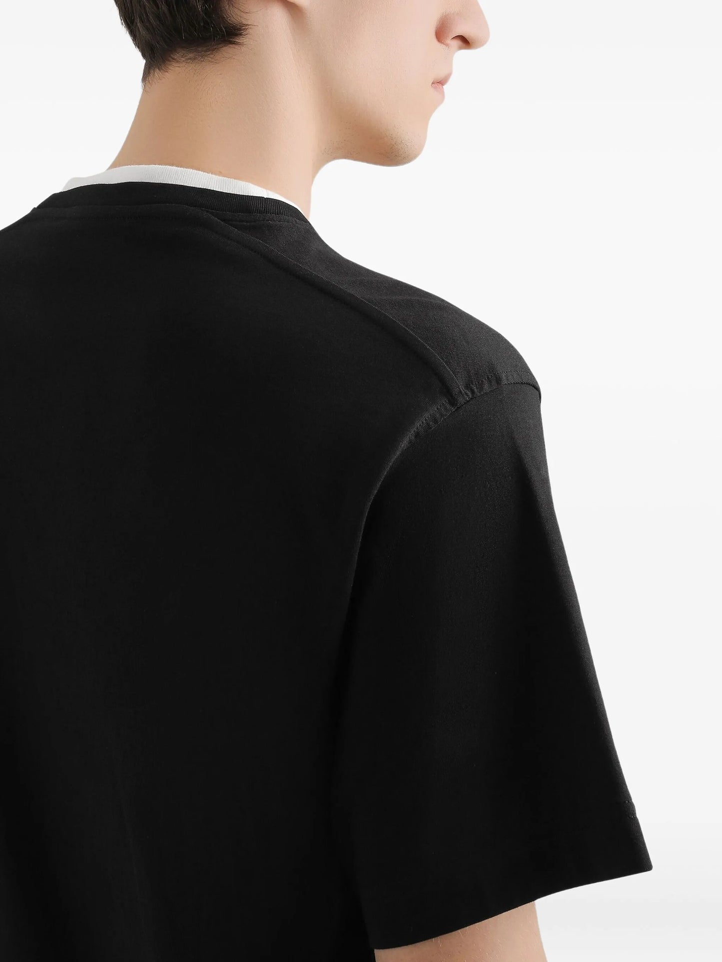 Logo-embroidered Black Cotton T-shirt