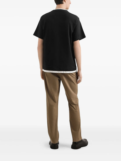 Logo-embroidered Black Cotton T-shirt