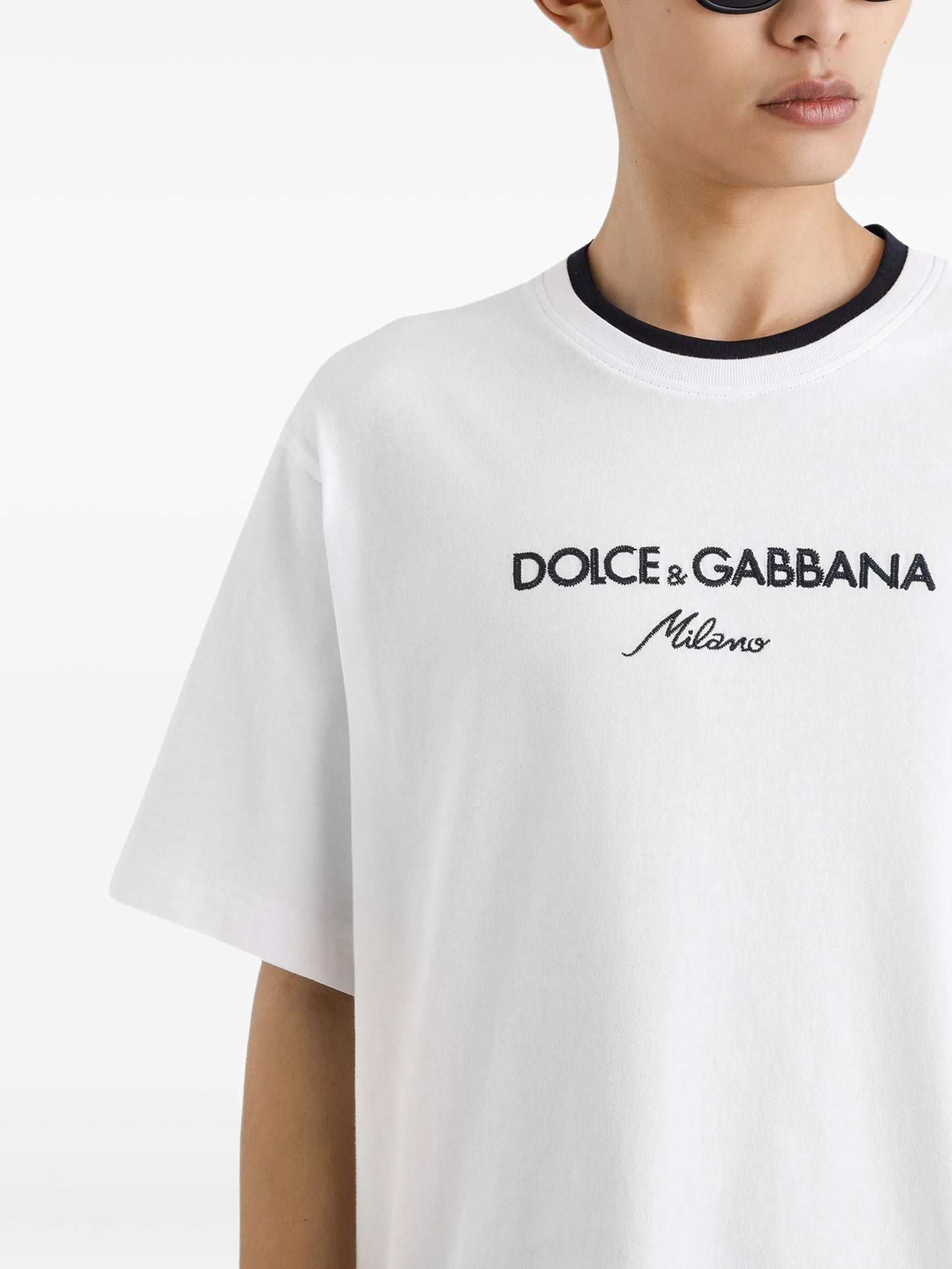 Logo-embroidered White Cotton T-shirt