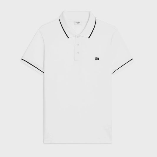 TRIOMPHE EMBROIDERY WHITE POLO SHIRT