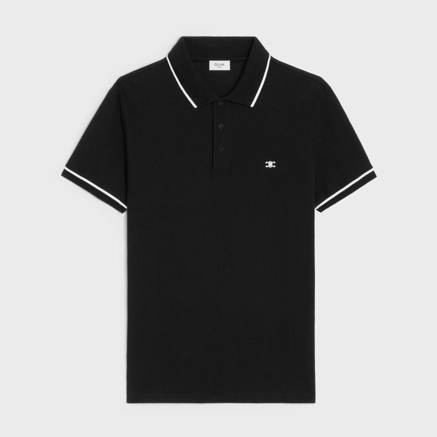 TRIOMPHE EMBROIDERY BLACK POLO SHIRT