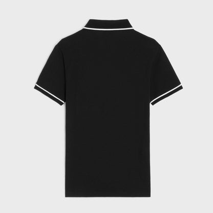 TRIOMPHE EMBROIDERY BLACK POLO SHIRT