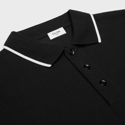 TRIOMPHE EMBROIDERY BLACK POLO SHIRT