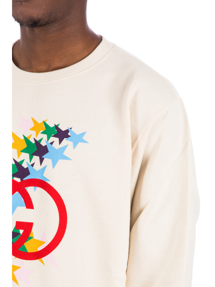 GUC Interlocking G Star Flash White Sweatshirt - Styledistrict