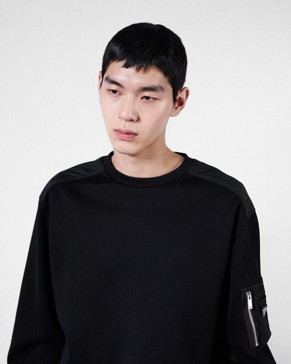 Black Cotton Sweatshirt with Pockets