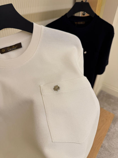 White Cotton T-shirt with Pocket