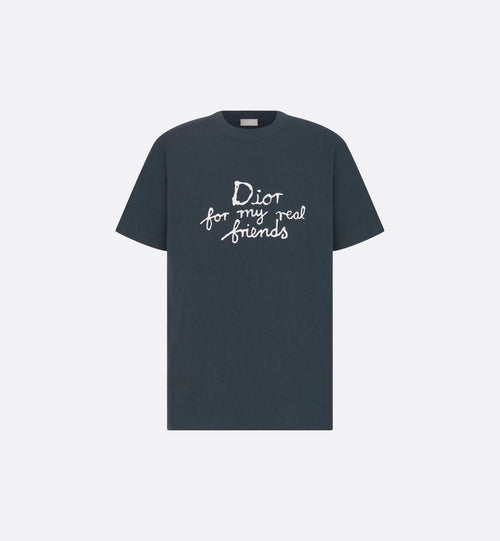 Hylton Nel For My Real Friends Embroidered Navy Blue T-shirt