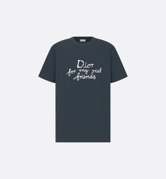 Hylton Nel For My Real Friends Embroidered Navy Blue T-shirt
