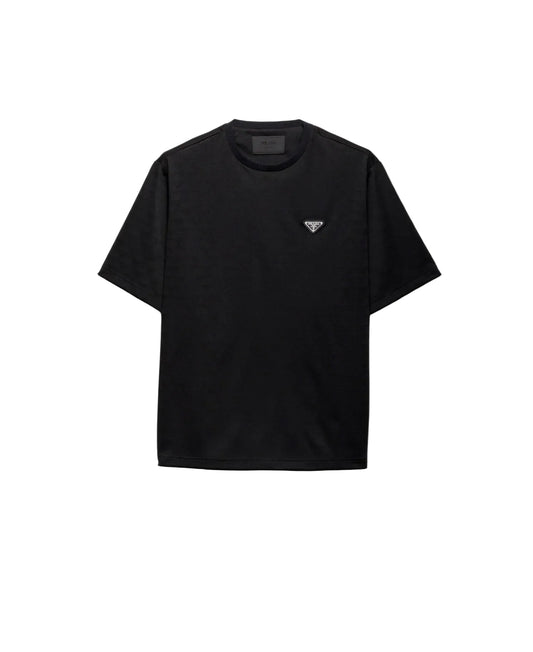 Black Cotton Allover Print T-shirt