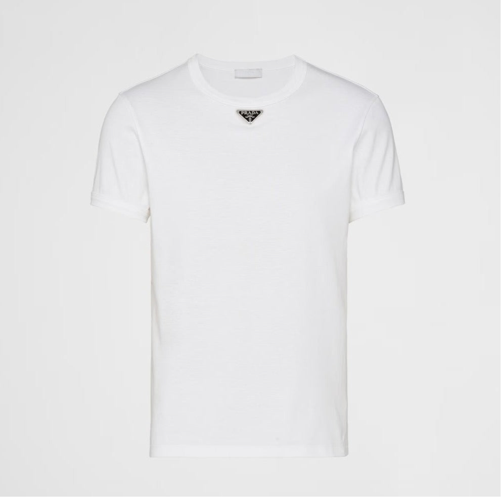 Logo Plaque White Cotton T-shirt